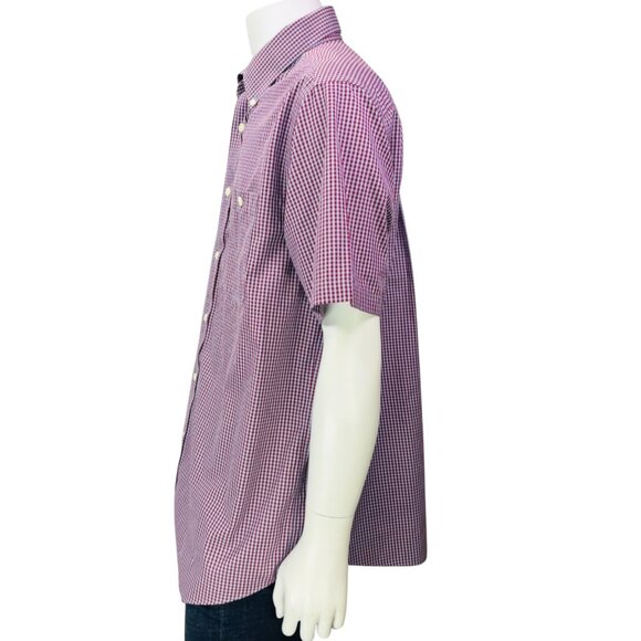 Orvis Mens Shirt Red Blue Check Short Sleeve Button Down Cotton Poplin Size L - Picture 6 of 14